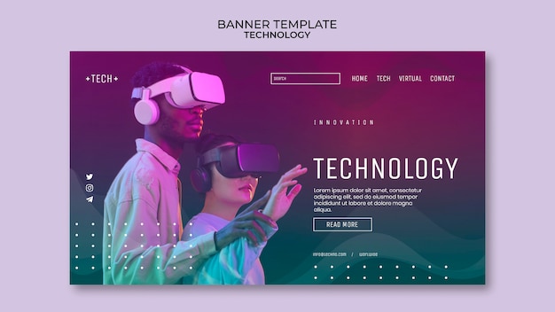 PSD modèle de bannière de lunettes de réalité virtuelle