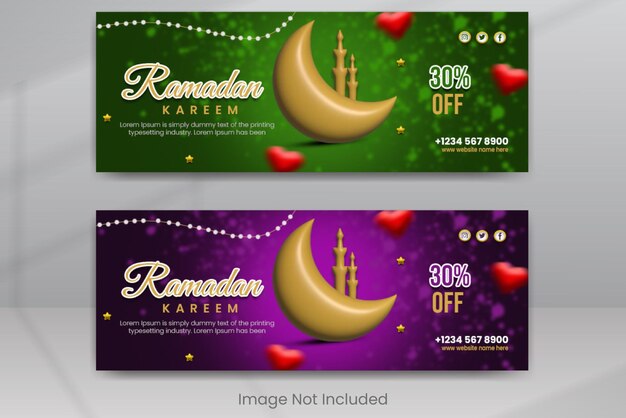 PSD le modèle de bannière luxueux et élégant ramadan kareem traditionnel