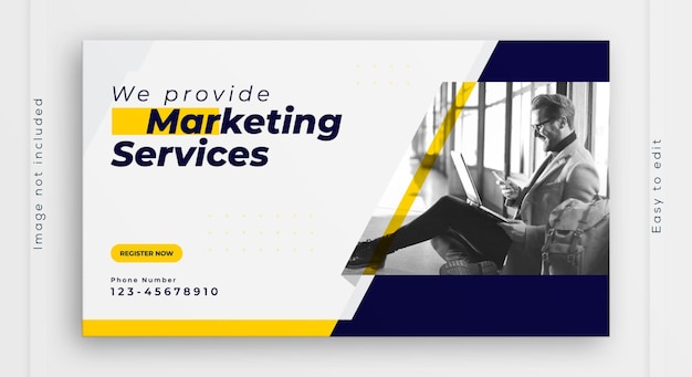 Modèle de bannière de marketing numérique pour le marketing des médias sociaux Annonces d'entreprise Services commerciaux en ligne