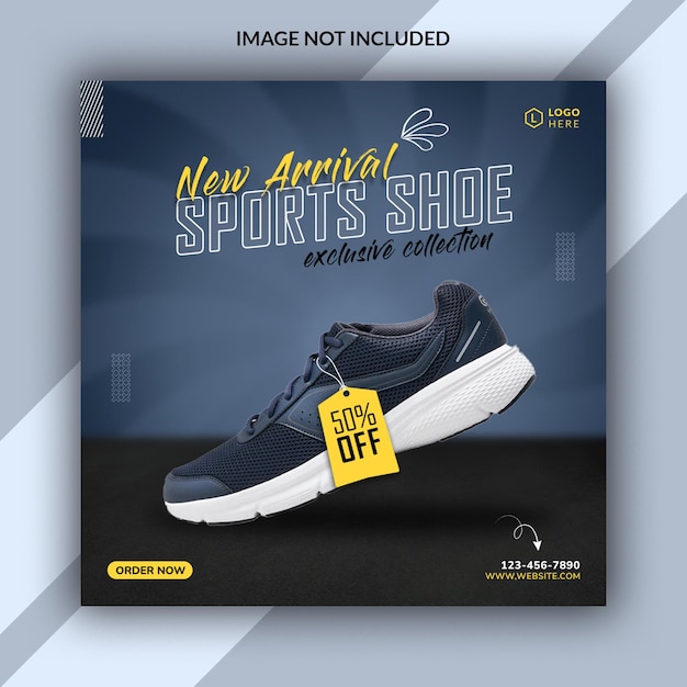 modèle de bannière de médias sociaux de chaussures de sport nouvelle arrivée
