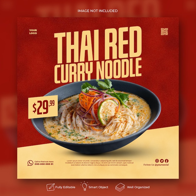Modèle de bannière de médias sociaux de cuisine asiatique