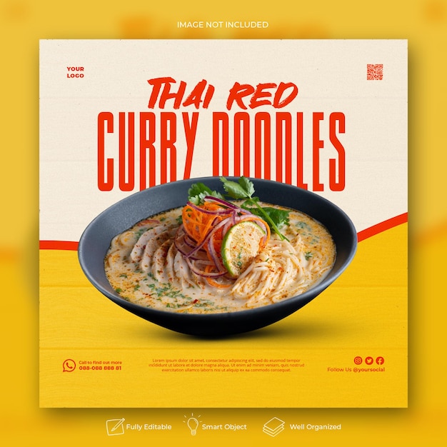 Modèle de bannière de médias sociaux de cuisine asiatique