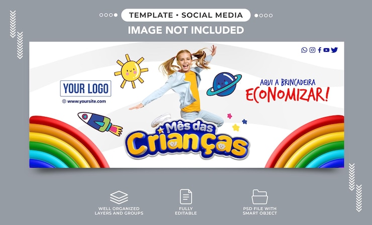 PSD modèle de bannière de médias sociaux du mois des enfants