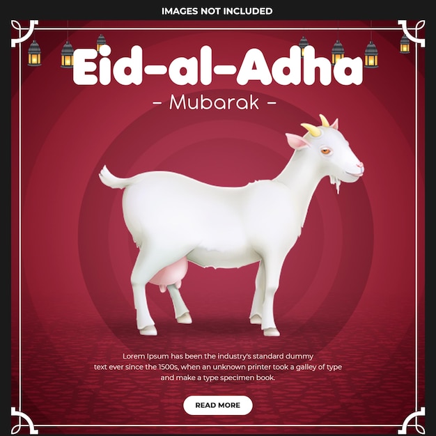PSD modèle de bannière de médias sociaux pour le festival islamique eid al adha mubarak
