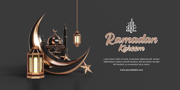 PSD modèle de bannière de médias sociaux ramadan 3d