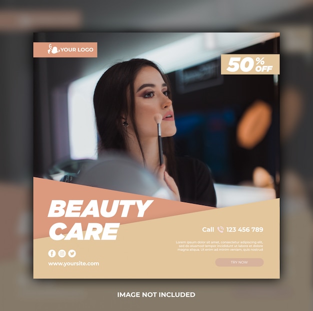 Modèle de bannière de médias sociaux de soins de beauté