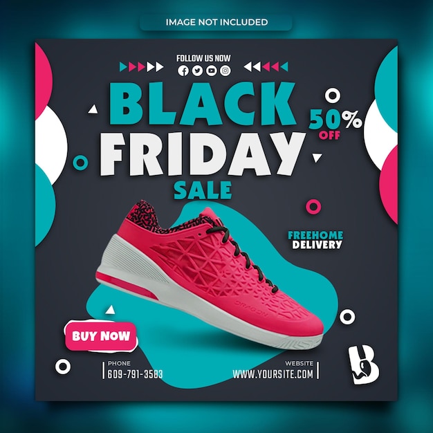 modèle de bannière de médias sociaux de super vente du Black Friday sur fond bleu