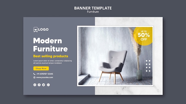 Modèle de bannière de mobilier moderne