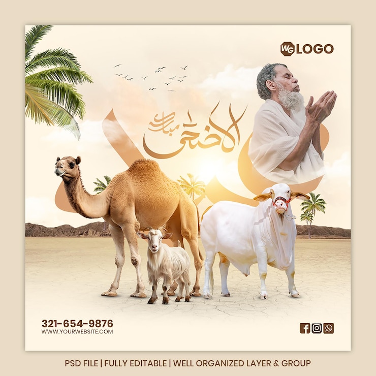 PSD le modèle de bannière de post sur les réseaux sociaux d'eid ul adha mubarak