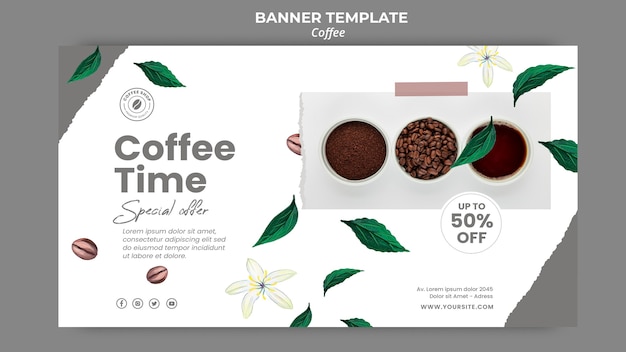 PSD modèle de bannière pour café