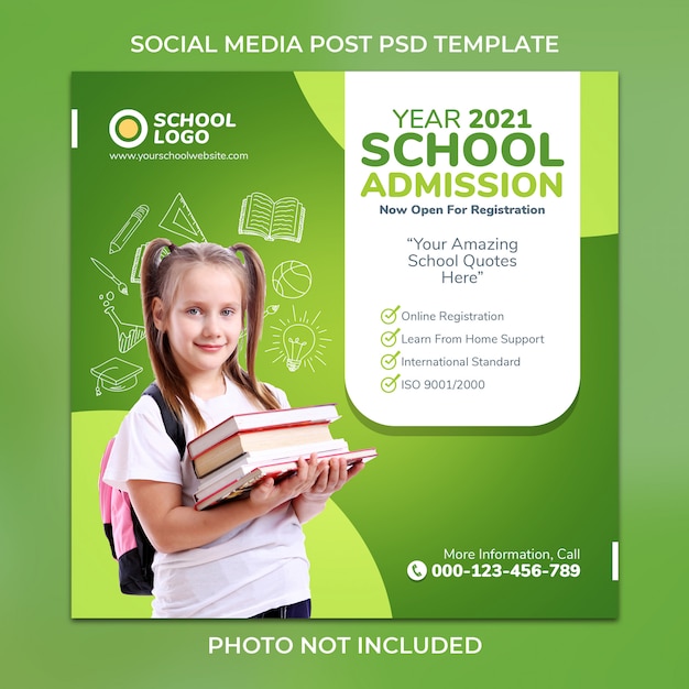 PSD modèle de bannière pour les médias sociaux de l'école ou le site web carré