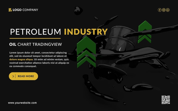 PSD modèle de bannière pour le trading de graphiques pétroliers et l'industrie pétrolière
