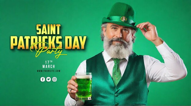 Le Modèle De Bannière Psd Est L'arrière-plan Du Jour De Stpatricks.