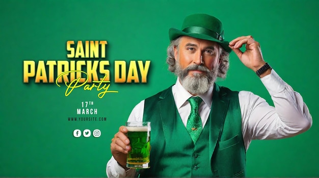 Le Modèle De Bannière Psd Est L'arrière-plan Du Jour De Stpatricks.