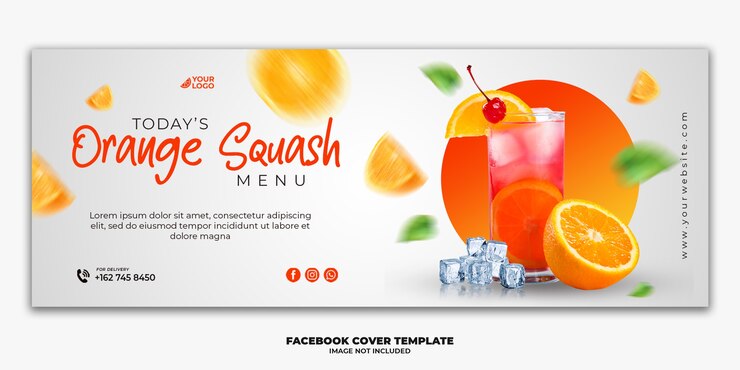 PSD modèle de bannière de publication de couverture facebook pour boisson spéciale de menu de nourriture de restaurant