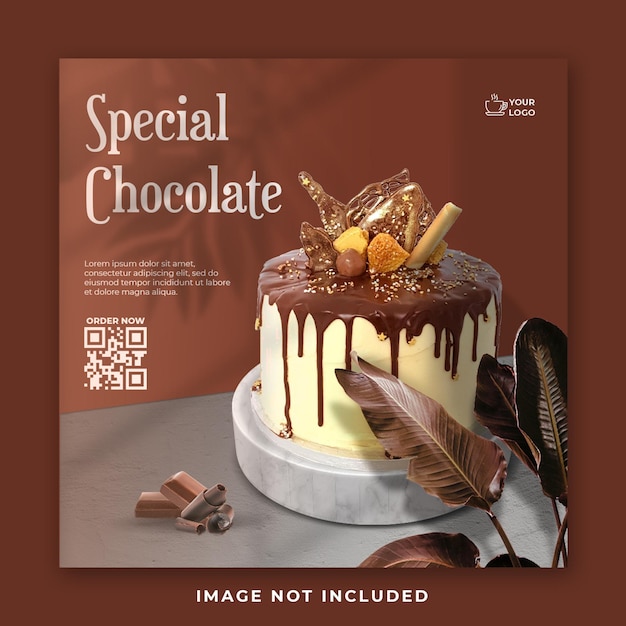Modèle de bannière de publication de gâteau au chocolat sur les médias sociaux