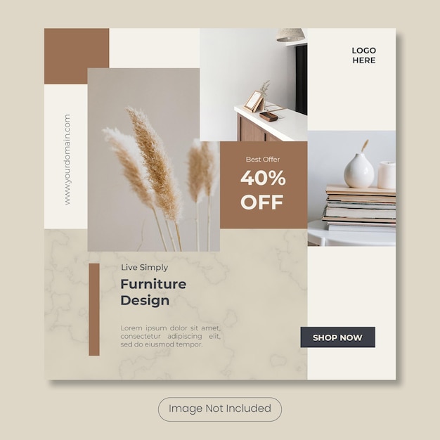 Modèle de bannière de publication instagram de conception de mobilier minimal
