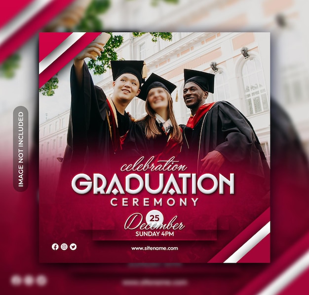 PSD modèle de bannière de publication instagram sur les médias sociaux de graduation