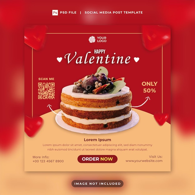 Modèle de bannière de publication instagram de menu de nourriture de gâteau spécial