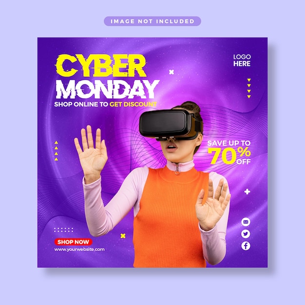 PSD modèle de bannière de publication sur les médias sociaux cyber monday