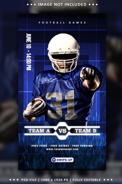 Modèle de bannière de publication de médias sociaux de flyer de sport de football américain