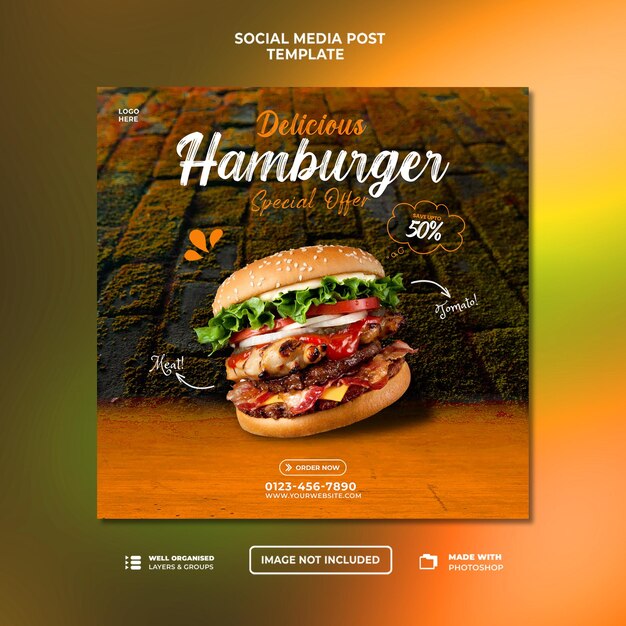 Modèle De Bannière De Publication De Médias Sociaux Hamburger