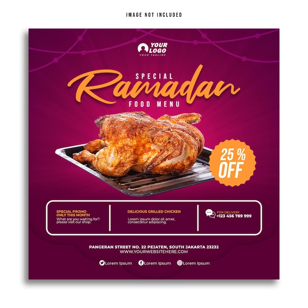 Modèle De Bannière De Publication De Médias Sociaux De Promotion De Menu Alimentaire Spécial Ramadan