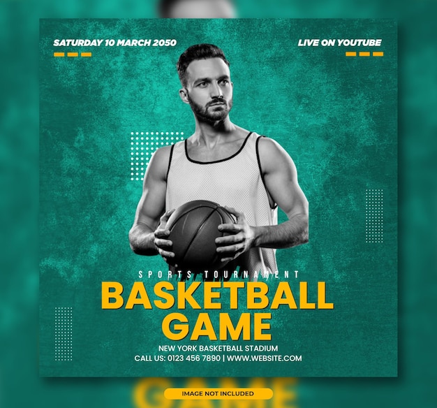 Modèle De Bannière De Publication De Médias Sociaux De Tournoi Sportif De Jeu De Basket-ball Ou Dépliant D'événement De Club De Football