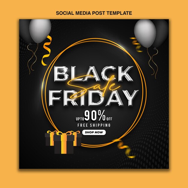 PSD modèle et bannière de publication sur les médias sociaux de vente du vendredi noir