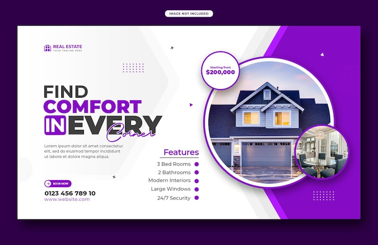 PSD modèle de bannière de publicité sur les réseaux sociaux ou de promotion d'agence immobilière modèle de banner web square