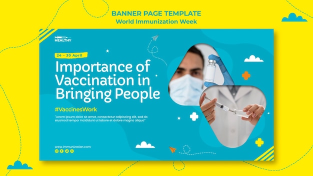 Modèle de bannière de la semaine mondiale de la vaccination
