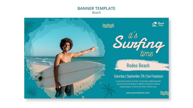 PSD modèle de bannière de temps de surf