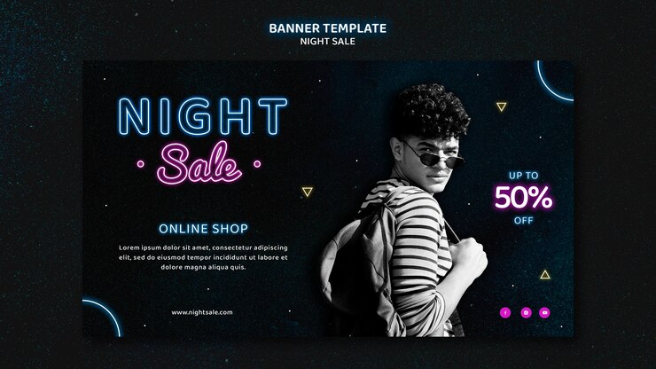 PSD modèle de bannière de type néon