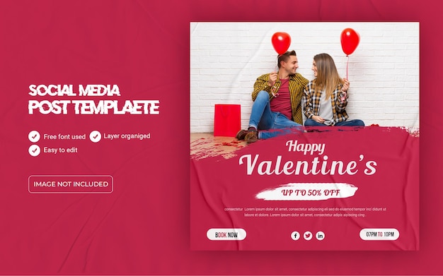 PSD modèle de bannière de vente heureuse saint valentin