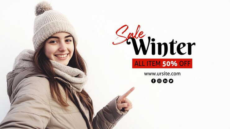 PSD modèle de bannière de vente d'hiver pour les médias sociaux pour la célébration de la saison hivernale