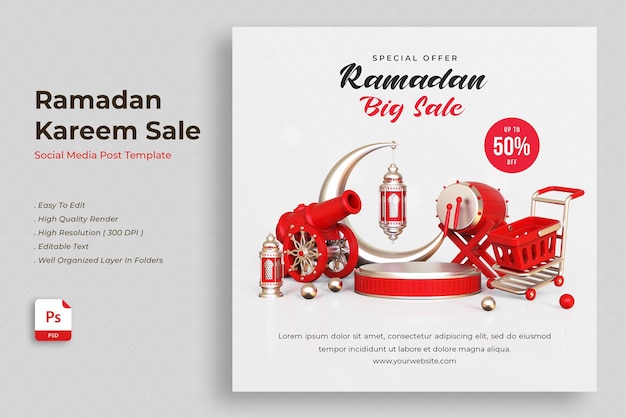 PSD modèle de bannière de vente ramadan