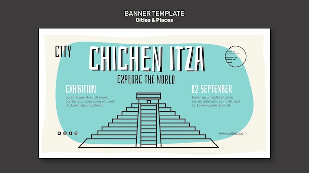 PSD modèle de bannière de villes et de lieux