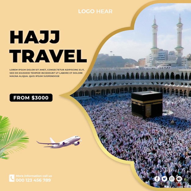 PSD modèle de bannière de voyage psd pour le hajj et l'umrah