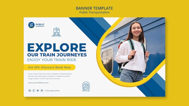 Modèle de bannière de voyage en train