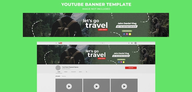 PSD modèle de bannière de voyage youtube