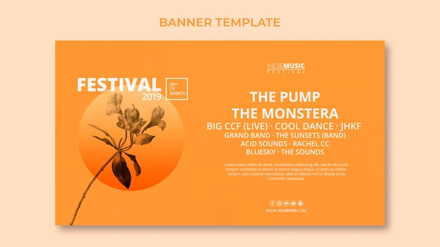 PSD modèle de bannière web avec concept de festival de printemps