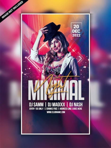 Modèle de bannière web instagram party club de nuit minimal