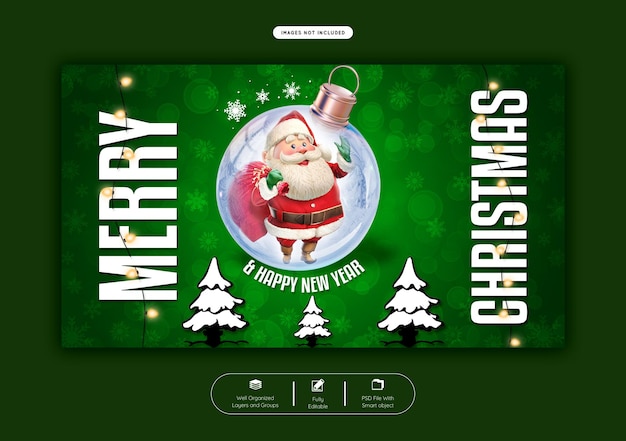 Modèle de bannière web joyeux Noël et bonne année