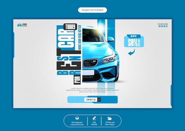 PSD modèle de bannière web de location de voitures et de location d'automobiles psd