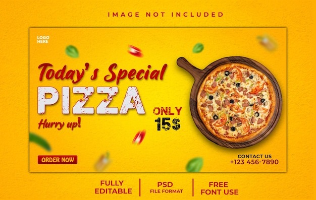 PSD modèle de bannière web pour les menus de pizza et de nourriture