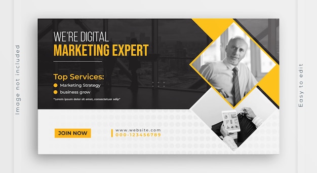 Modèle de bannière Web professionnelle pour le marketing numérique Publicité en ligne pour la croissance des entreprises