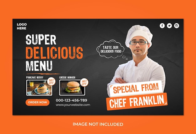 PSD modèle de bannière web de promotion de restaurant de menu alimentaire