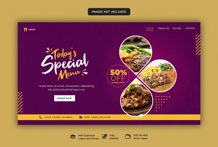 PSD modèle de bannière web de restaurant