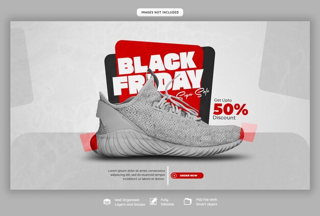 PSD modèle de bannière web de super vente black friday