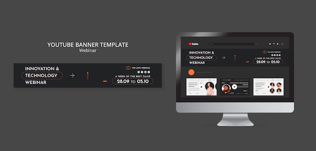 PSD modèle de bannière youtube de concept de webinaire